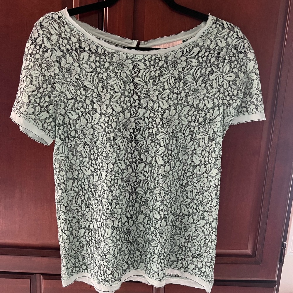 LOFT, Elegant Lace Women's Top - Mint Green